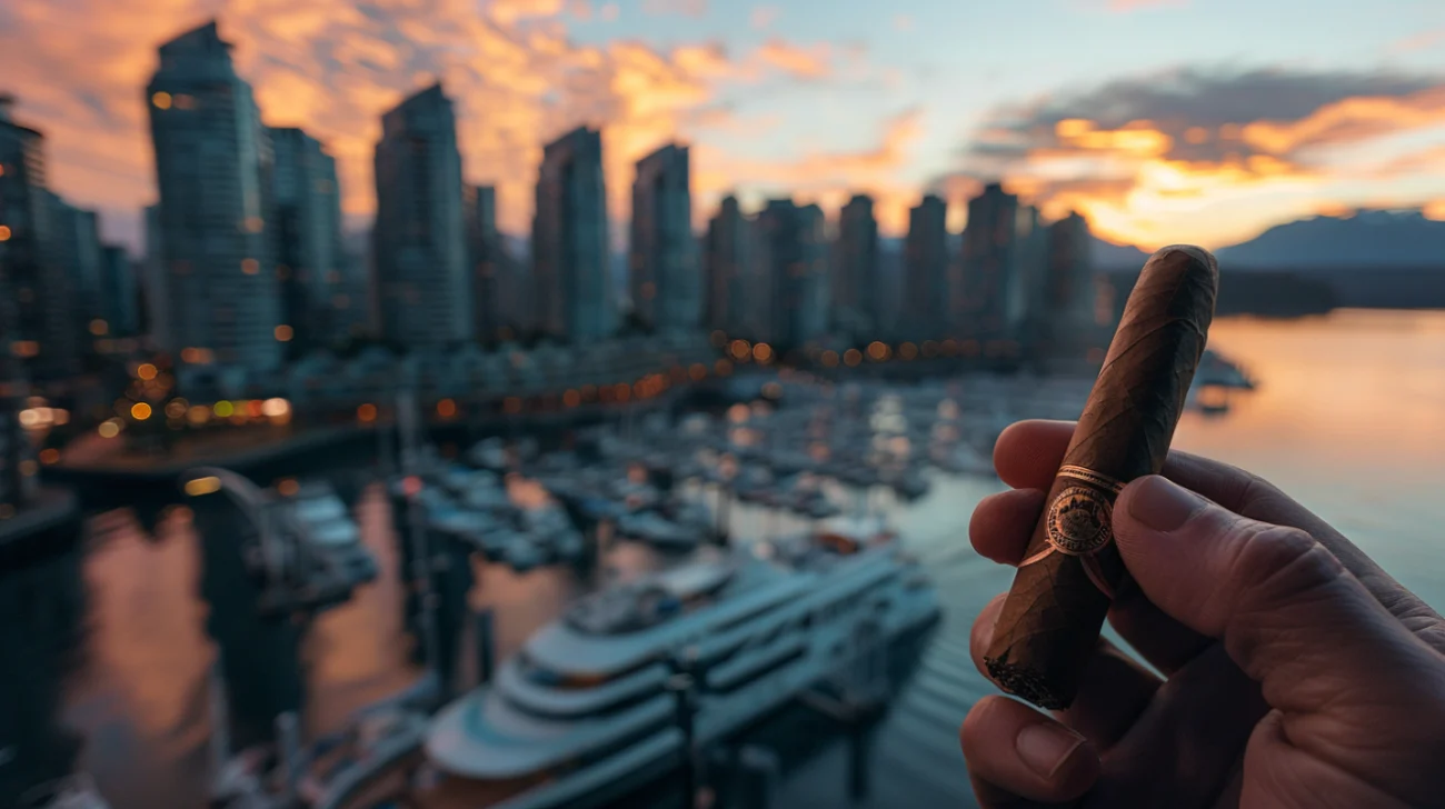 Premium Cigar Overlooking Downtown Vancouver Skyline